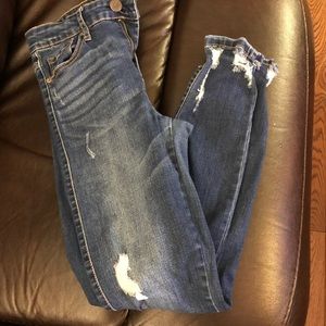 High waisted distressed skinny jeggings
